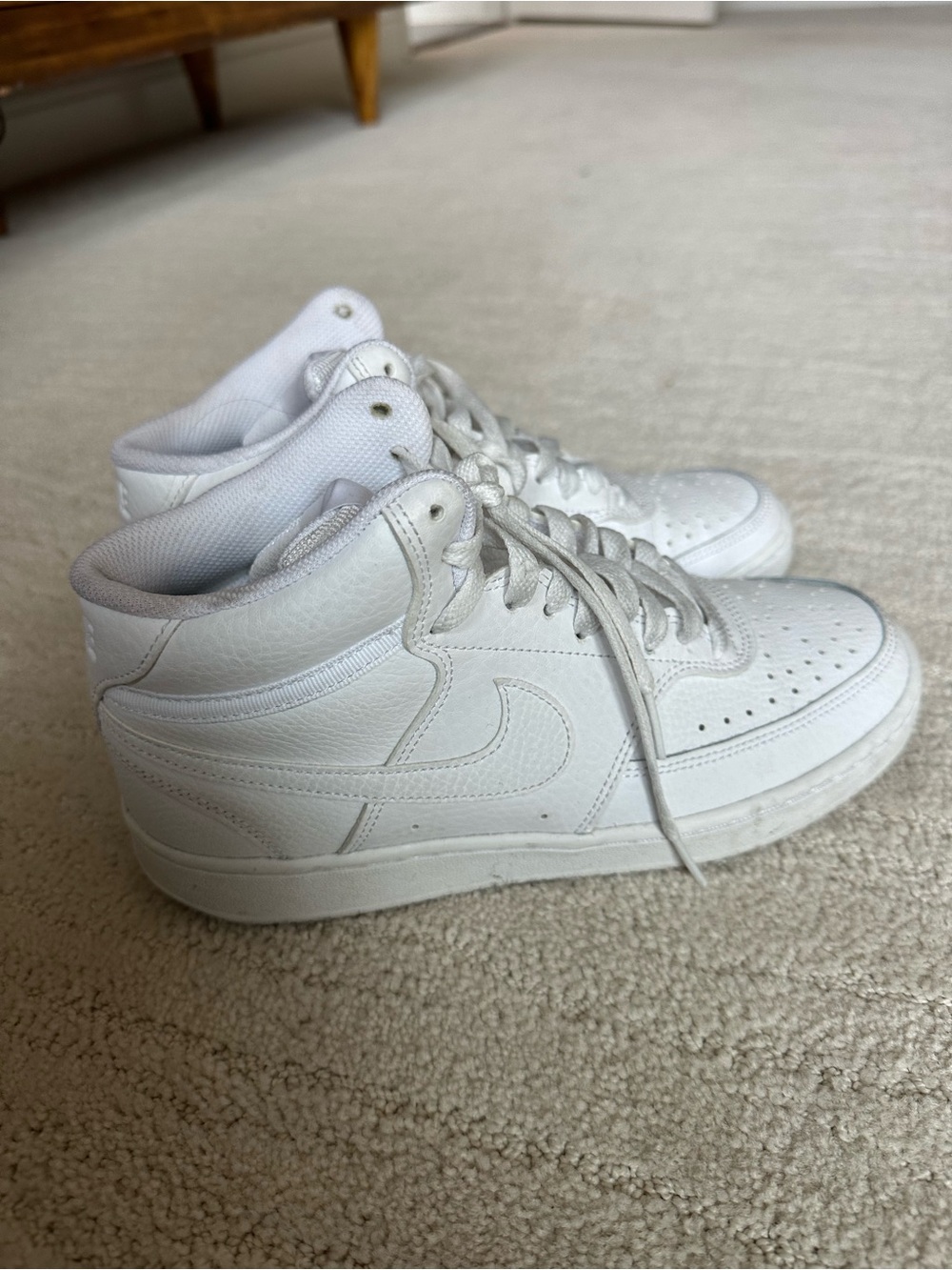 Nike White Mid-Top Leather Sneakers
